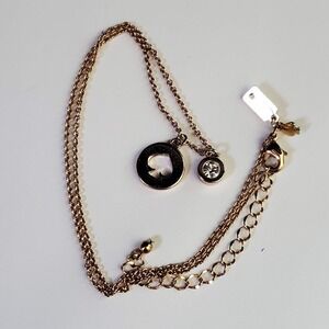 Kate Spade Spot the Spade Cutout Necklace Rose Gold with Crystal Charm
